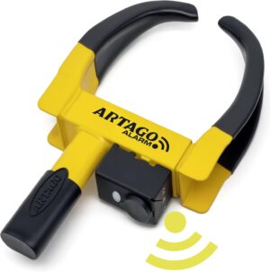 ARTAGO ART872 High-Quality Wheel Clamp 2-in-1 Without / with Alarm 120 dB + LED, The Safest Parking Claw, Patented, Rust-Proof, Immobiliser Tyre Claw for Car, Motorhome, Caravan, Trailer