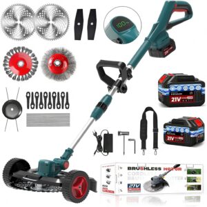 Grass Trimmer with Battery for Makita Batteries, 21 V - 750 W Motor with 2 Batteries and Charger, 4-in-1 Battery Grass Trimmer, Battery Brush Cutter, 20000 rpm with LCD Display - for Thickets and High