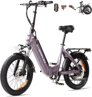 C20 E Bike Folding Bike, 20 x 3.0 Fat Bike with Hydraulic Brakes, 48 V 15.6 Ah Battery up to 120 km, 250 W Motor 25 km/h Ebike, LCD Colour Display, Shimano 7-Speed Electric Bicycle for Men