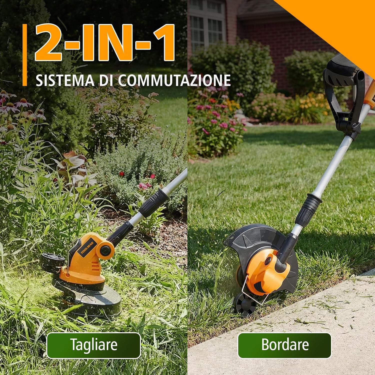 TOOLMAK 20 V Battery Grass Trimmer with 4.0 Ah Battery and Quick Charger, 260 mm Cutting Width, 8000 rpm, Adjustable Shaft, Wireless Grass Cutter for Lawn Edging, Garden and Trimming Work – Image 2