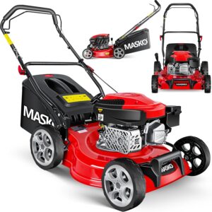 MASKO Petrol Lawnmower 3-in-1 | 42 cm Cutting Width | 7-Way Cutting Height Adjustment | 4-Stroke OHV Engine 3.4 HP | 50 Litre Collection Basket
