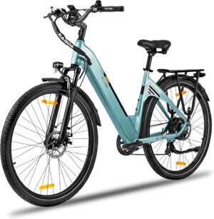Leichtes E-Bike Damen 26/28 Zoll, City Elektrofahrrad Pedelec, bis 70km, 36V 20Ah Abnehmbarer Akku, 7-Gang, mechan. Scheibenbremsen